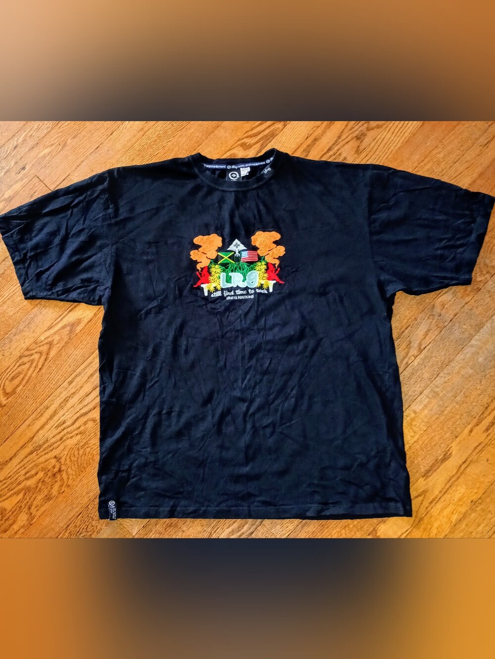 Vintage Y2K LRG T Shirt 4XL XXXXL Black United Nations Rasta Reggae Tee